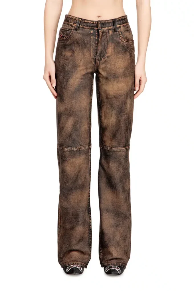 l-ysa Jean-cut distressed leather pants