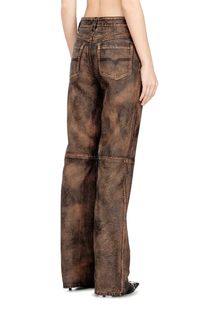 l-ysa Jean-cut distressed leather pants