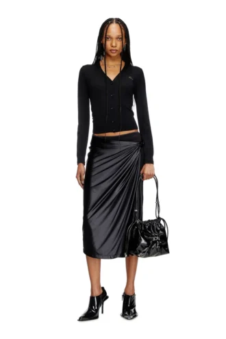 m-alima Wool cardigan with cut-out logo