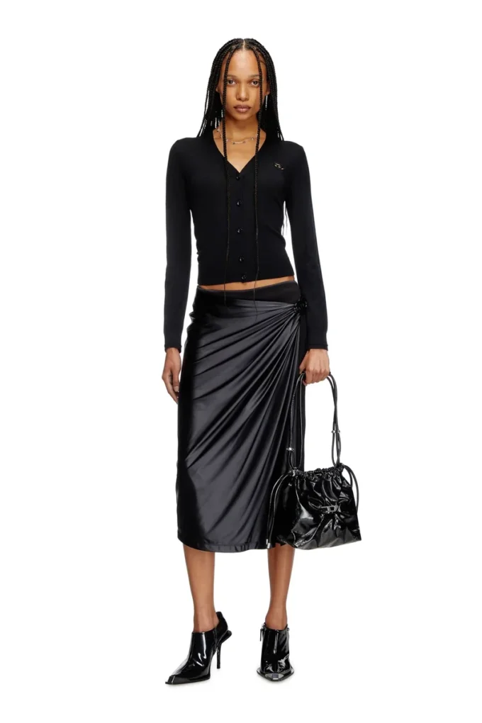 m-alima Wool cardigan with cut-out logo