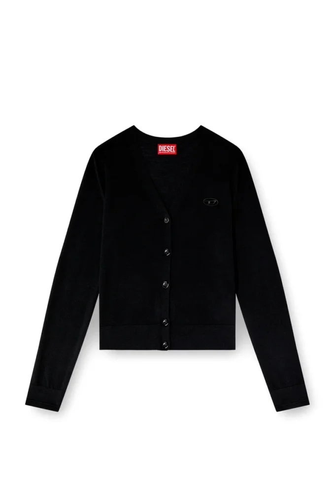 m-alima Wool cardigan with cut-out logo
