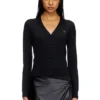 m-alima Wool cardigan with cut-out logo