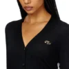m-alima Wool cardigan with cut-out logo