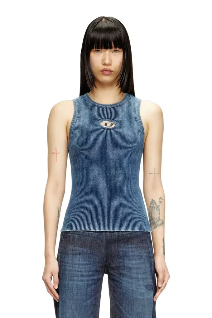m-anchor-a-sl Rib-knit tank top with Oval D