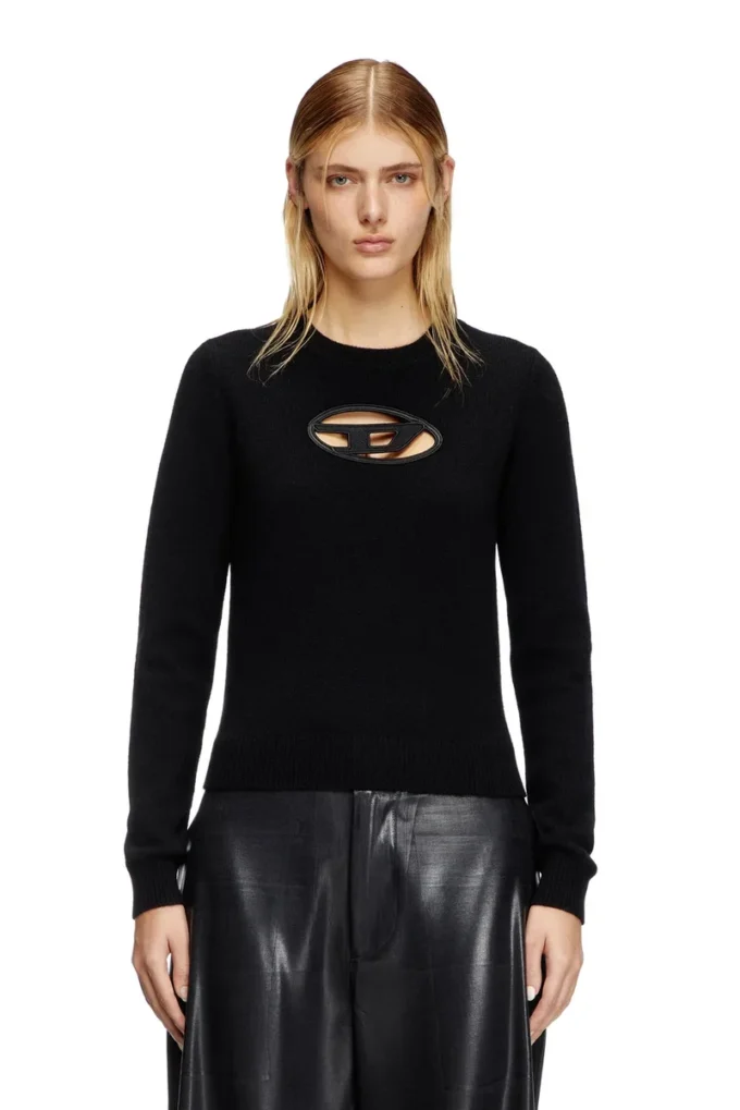 m-areesa-slim Cashmere-blend jumper with cut-out logo