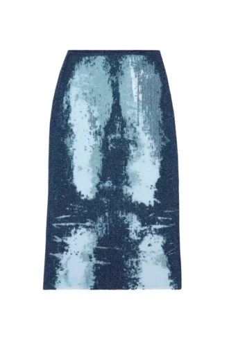 m-begonia Midi skirt in devoré metallic knit