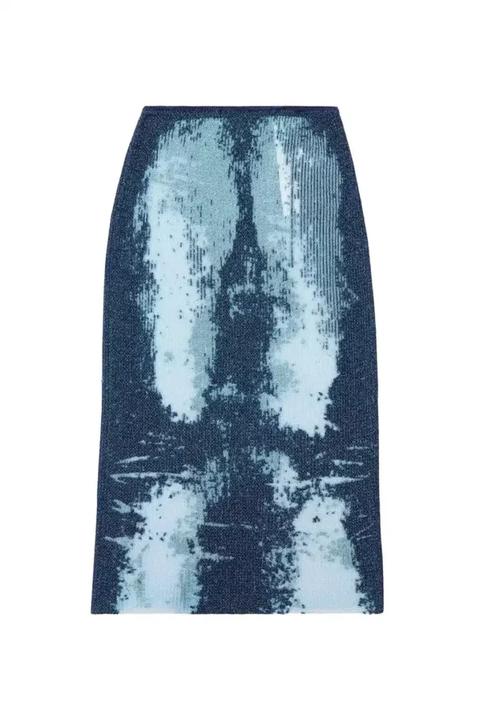 m-begonia Midi skirt in devoré metallic knit