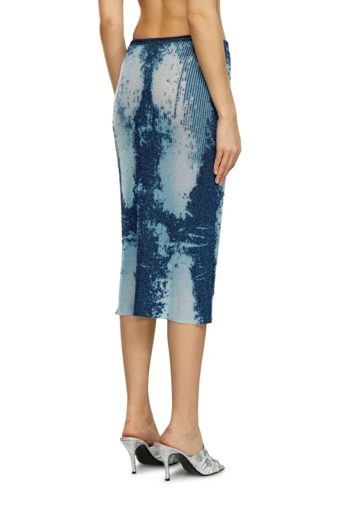 m-begonia Midi skirt in devoré metallic knit