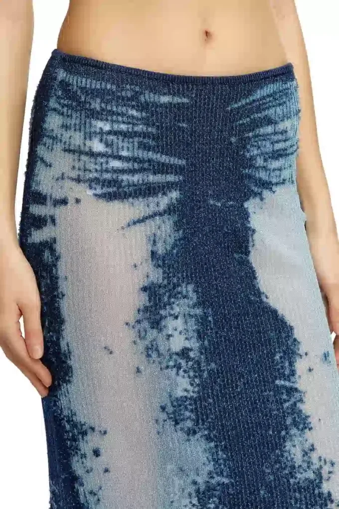 m-begonia Midi skirt in devoré metallic knit