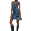m-bianca Short dress in destroyed indigo knit
