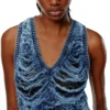 m-bianca Short dress in destroyed indigo knit