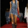 m-bianca Short dress in destroyed indigo knit