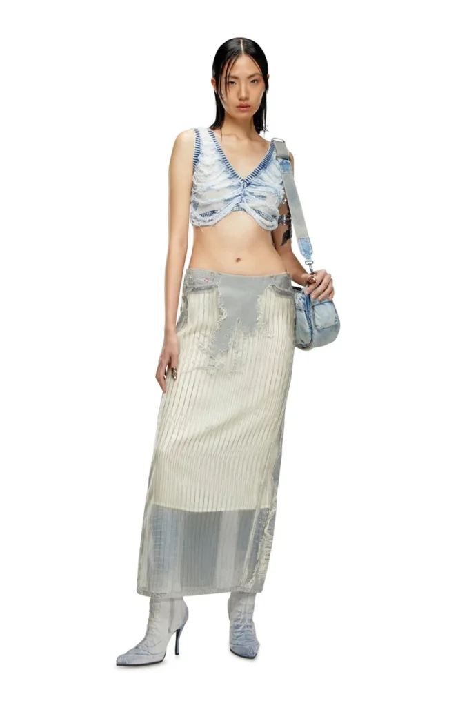 m-bletilla Bra top in destroyed indigo knit