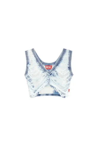 m-bletilla Bra top in destroyed indigo knit