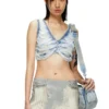 m-bletilla Bra top in destroyed indigo knit
