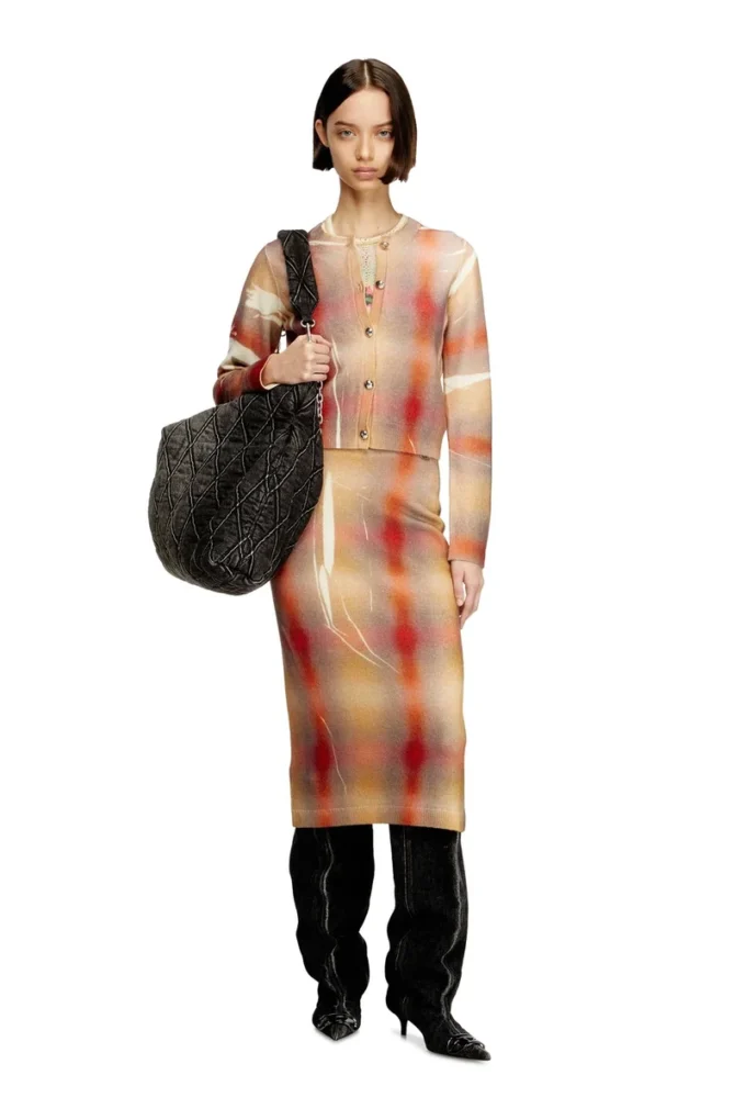 m-cherie-a Wool midi skirt with all-over check print