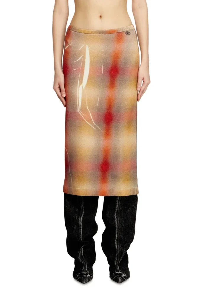 m-cherie-a Wool midi skirt with all-over check print