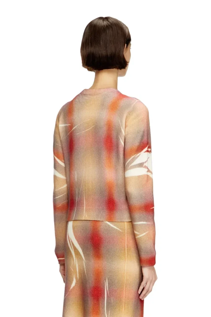 m-chloty Wool cardigan with distorted check print