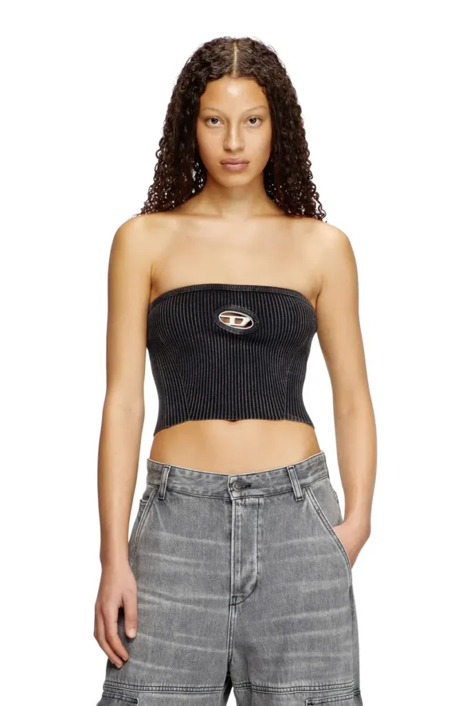 m-clarksvillex-c Knit tube top with cut-out logo