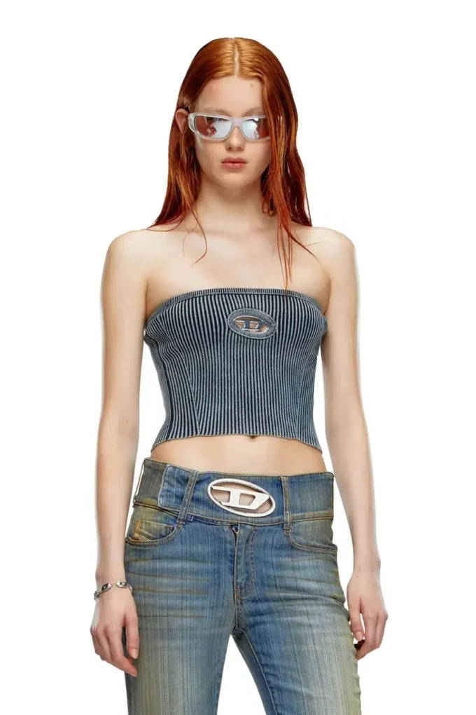 m-clarksvillex-c Rib-knit tube top with Oval D