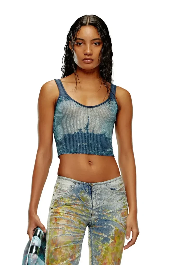 m-deidrina Cropped top in devoré metallic knit