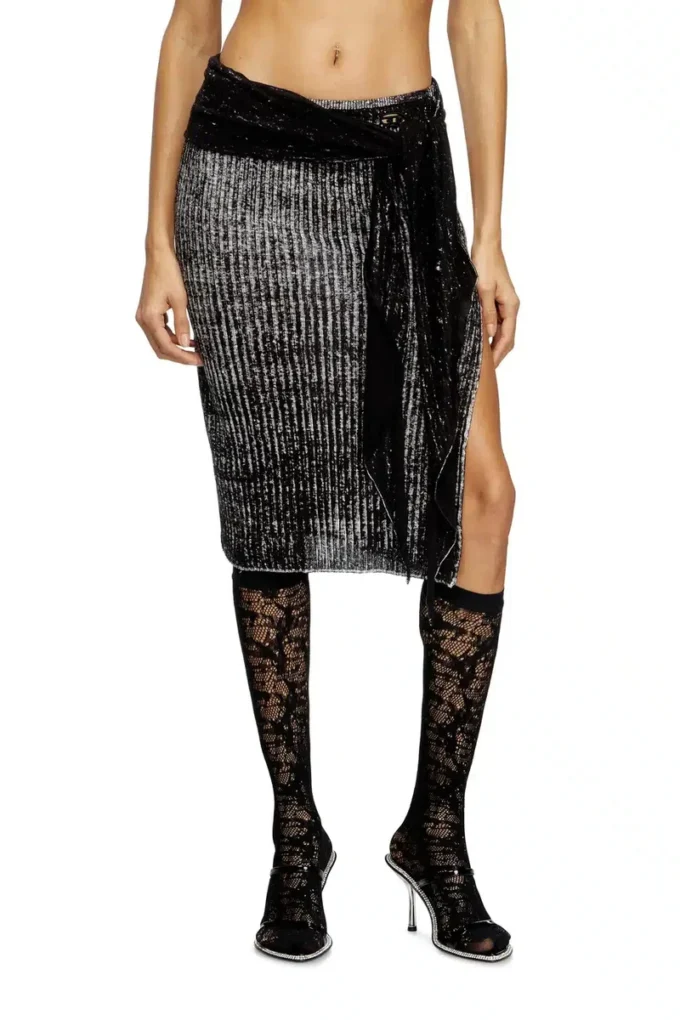 m-eganoid Knitted skirt with hip tie