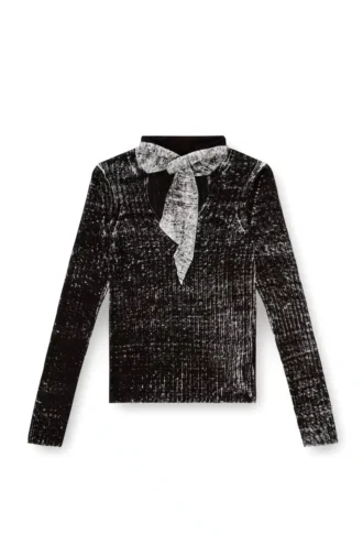 m-elan Keyhole neck-tie jumper in linen