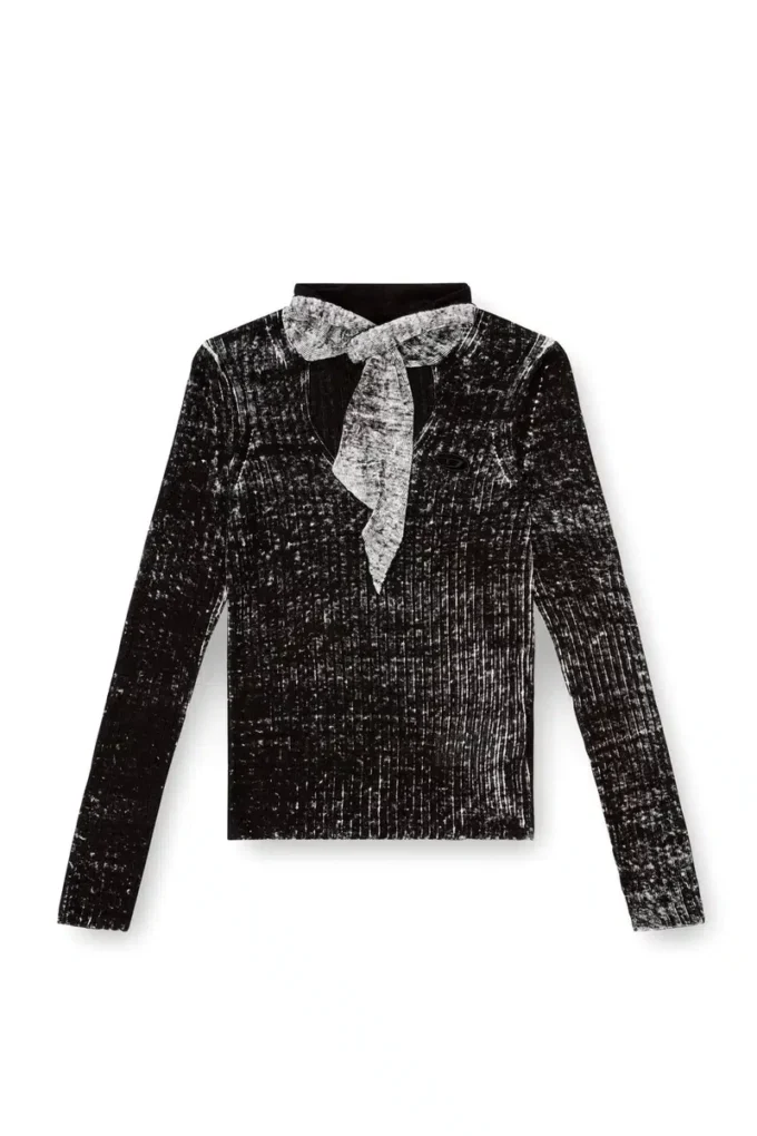 m-elan Keyhole neck-tie jumper in linen