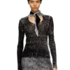 m-elan Keyhole neck-tie jumper in linen