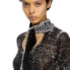 m-elan Keyhole neck-tie jumper in linen