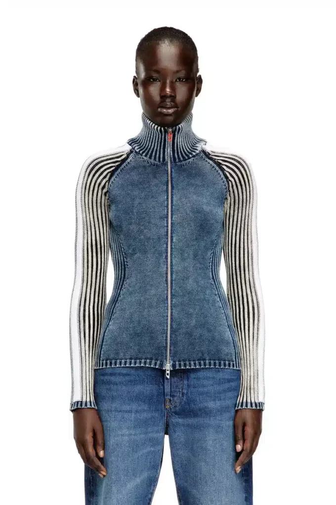 m-estrella Zip-up cardigan with sporty bands