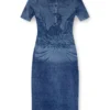 m-fenny-drs Polo midi dress in denim-effect knit