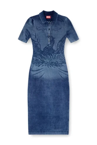 m-fenny-drs Polo midi dress in denim-effect knit