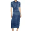 m-fenny-drs Polo midi dress in denim-effect knit