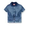 m-fenny Indigo shirt-cardigan with Phoenix logo