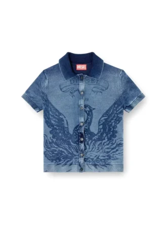 m-fenny Indigo shirt-cardigan with Phoenix logo