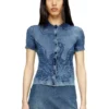 m-fenny Indigo shirt-cardigan with Phoenix logo