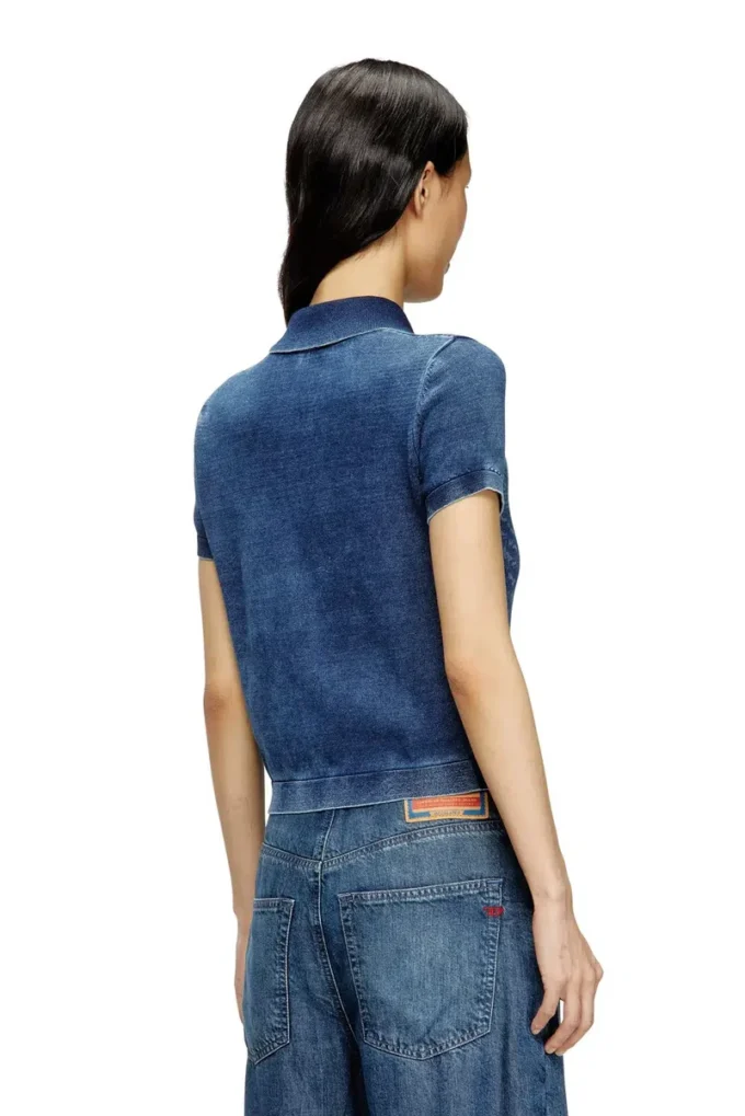 m-fenny Indigo shirt-cardigan with Phoenix logo