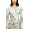 m-fiorina Cropped cardigan with medieval print