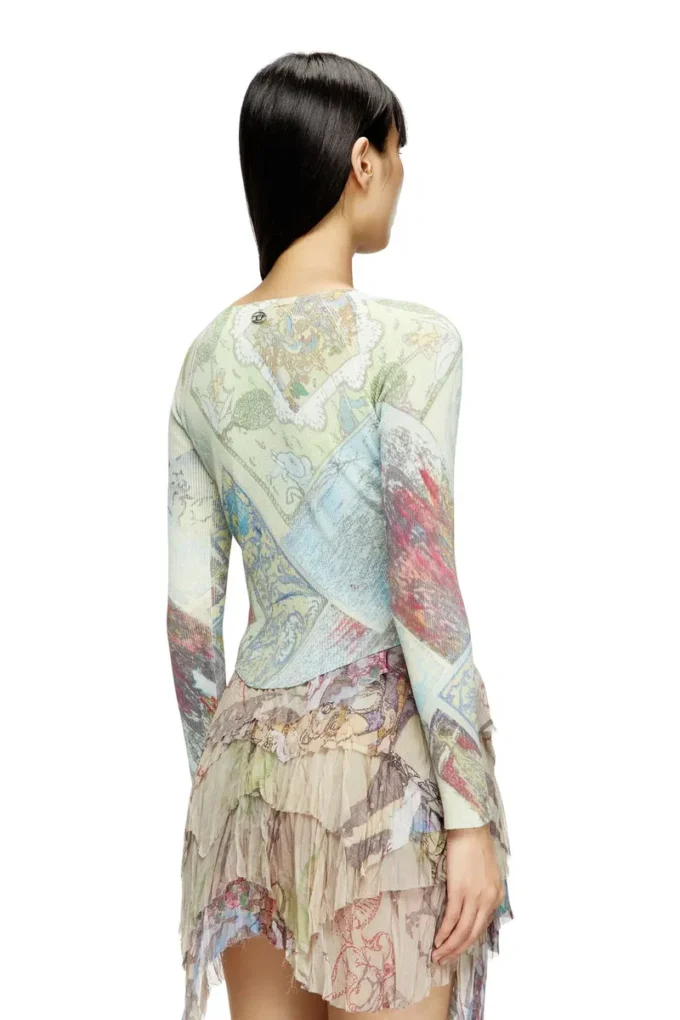 m-fiorina Cropped cardigan with medieval print