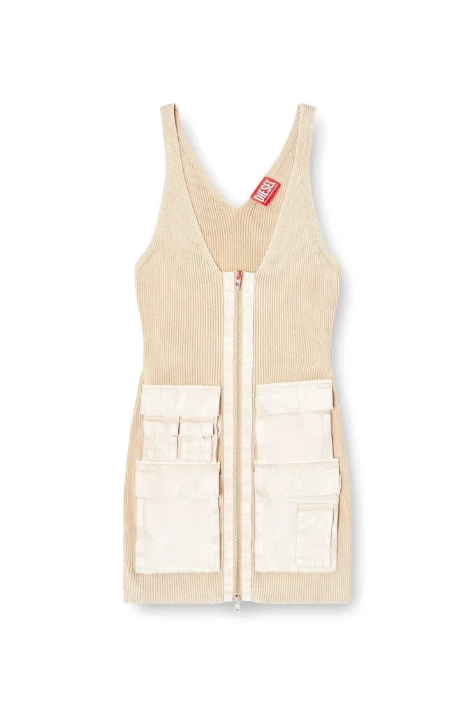 m-gabrielle Rib-knit short dress with cargo pockets
