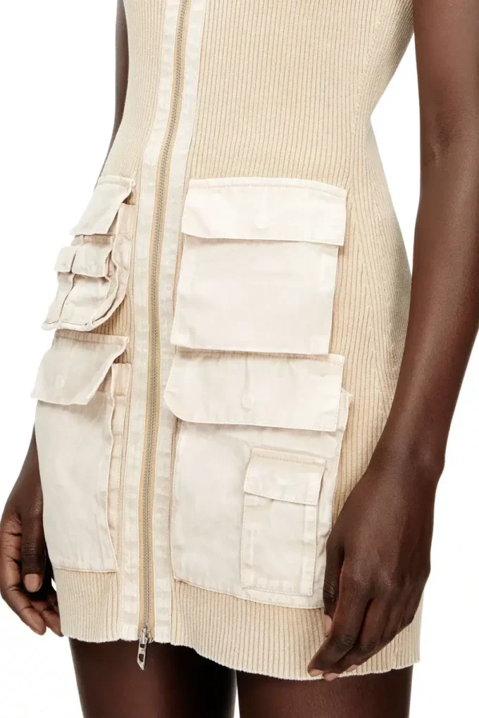 m-gabrielle Rib-knit short dress with cargo pockets