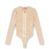 m-gilde Zip-up cardigan in ribbed cotton
