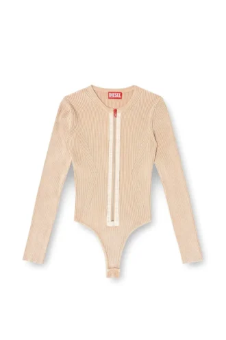m-gilde Zip-up cardigan in ribbed cotton