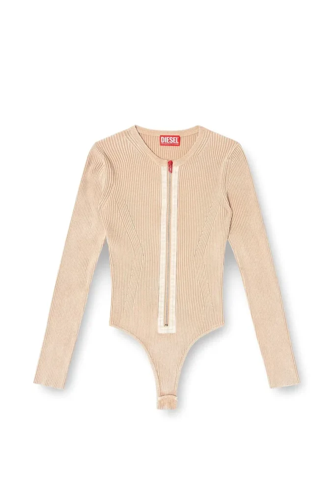 m-gilde Zip-up cardigan in ribbed cotton