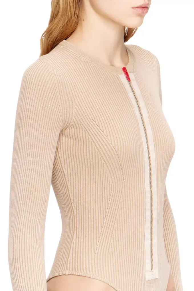 m-gilde Zip-up cardigan in ribbed cotton