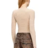 m-gilde Zip-up cardigan in ribbed cotton