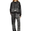 m-hermine Reverse-print hooded cardigan in wool