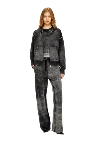 m-hermine Reverse-print hooded cardigan in wool