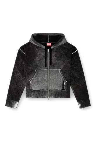 m-hermine Reverse-print hooded cardigan in wool